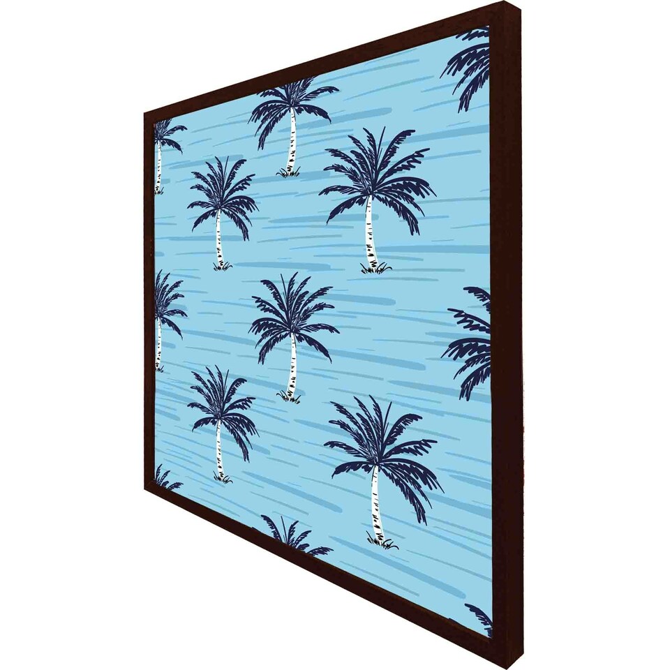 image 1 of Palm trees on blue (Picutre Frame) White | XL