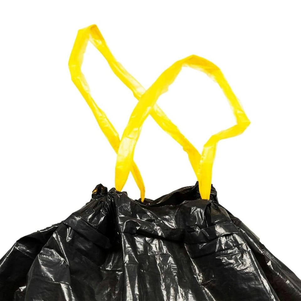 image 1 of 100 x 120L Drawstring Bags (2 Rolls of 50) With Easy Tie Top Handle Black