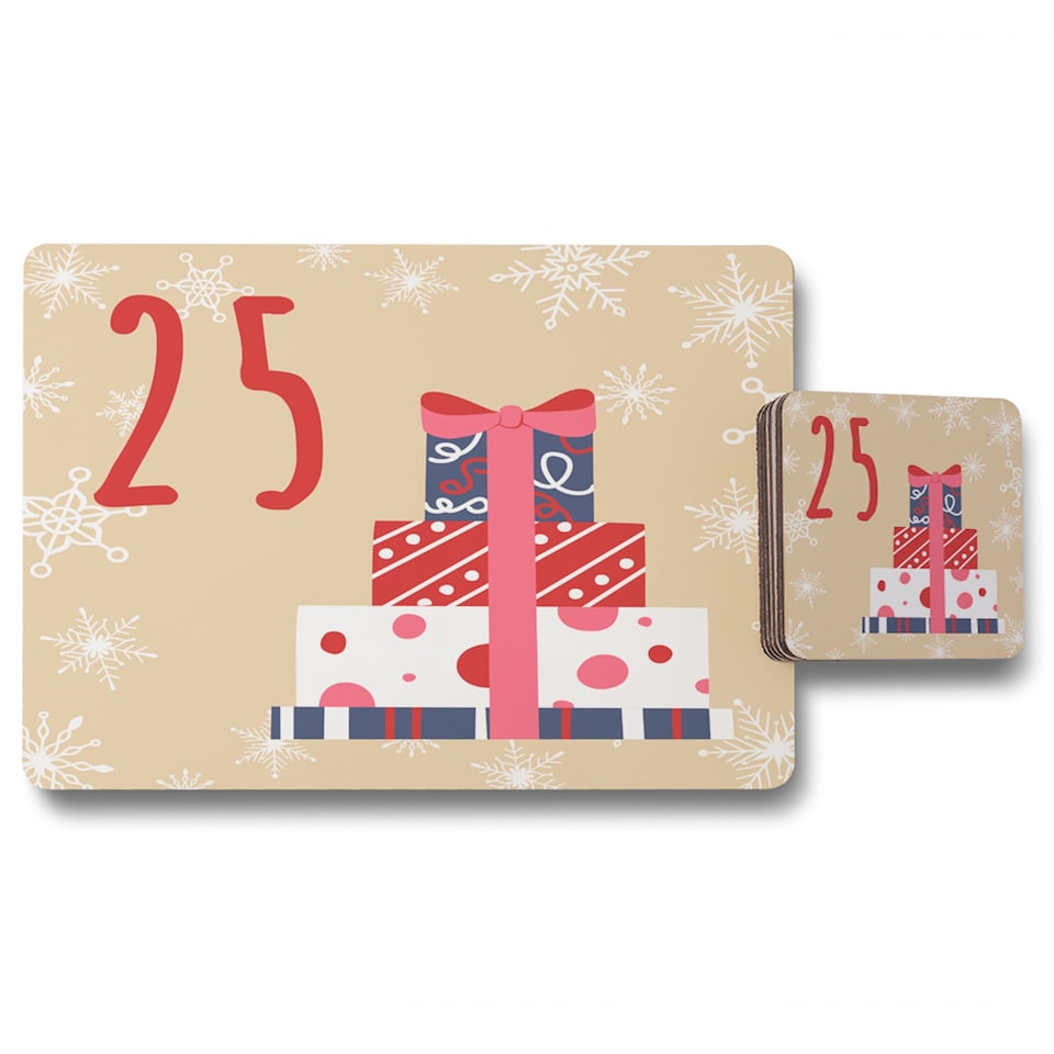 advent calendar 25 days of christmas placemat coaster set | Multi