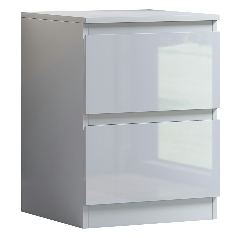 image 1 of FWStyle Stora 2 Drawer Bedside Cabinet - White Gloss Front