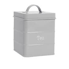 Harbour Housewares Vintage Metal Kitchen Tea Canister - Grey