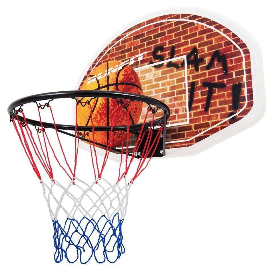 image 1 of COSTWAY Wall Mounted Basketball Hoop Backboard Set Rim 42cm Red | Standard