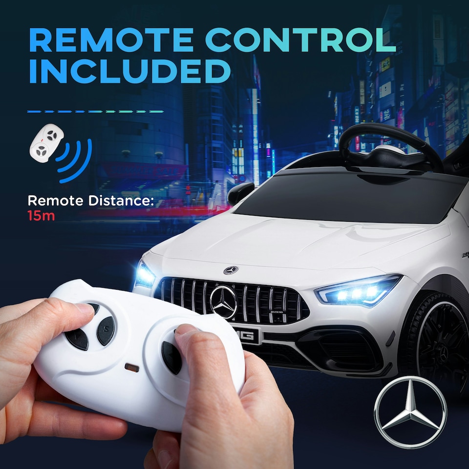 image 1 of AIYAPLAY Mercedes-Benz AMG CLA 45 Licensed 12V Ride on Car w/ Music - White