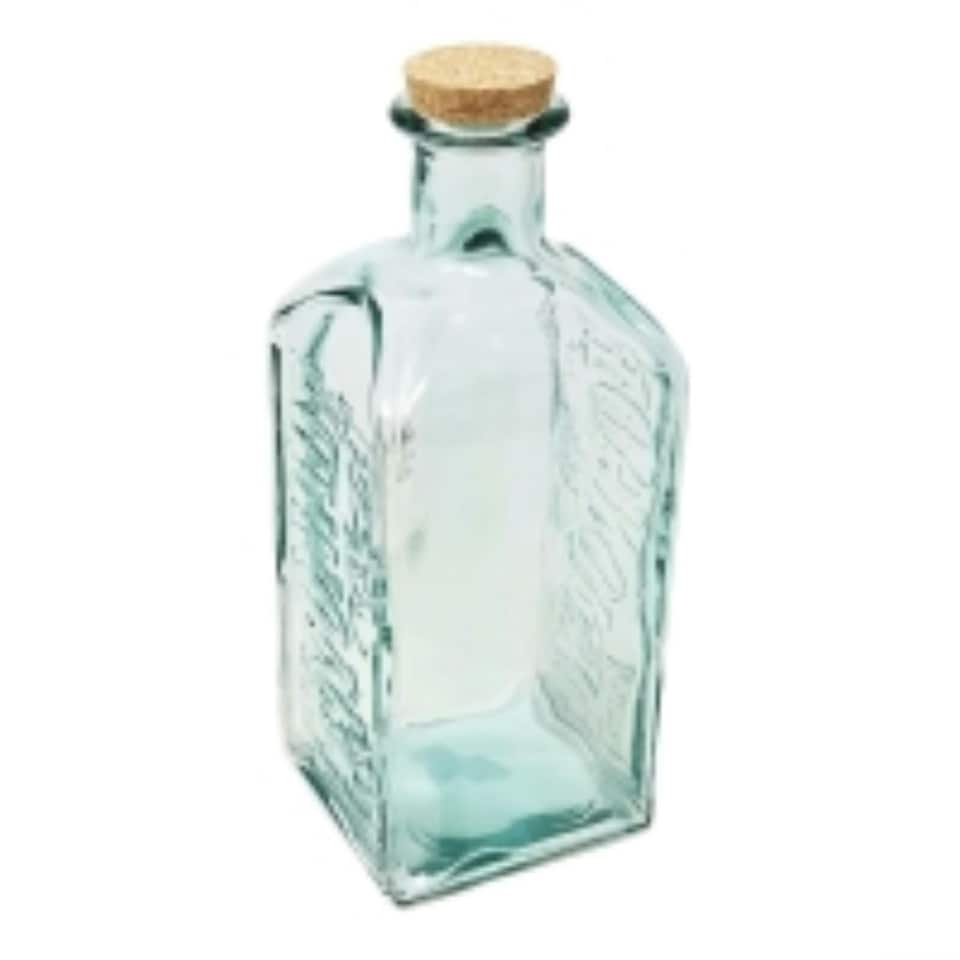 image 1 of Verano Spanish Ceramics Recycled Glass Vintage Lemonade Bottle w/ Cork - 2L | Clear | 1