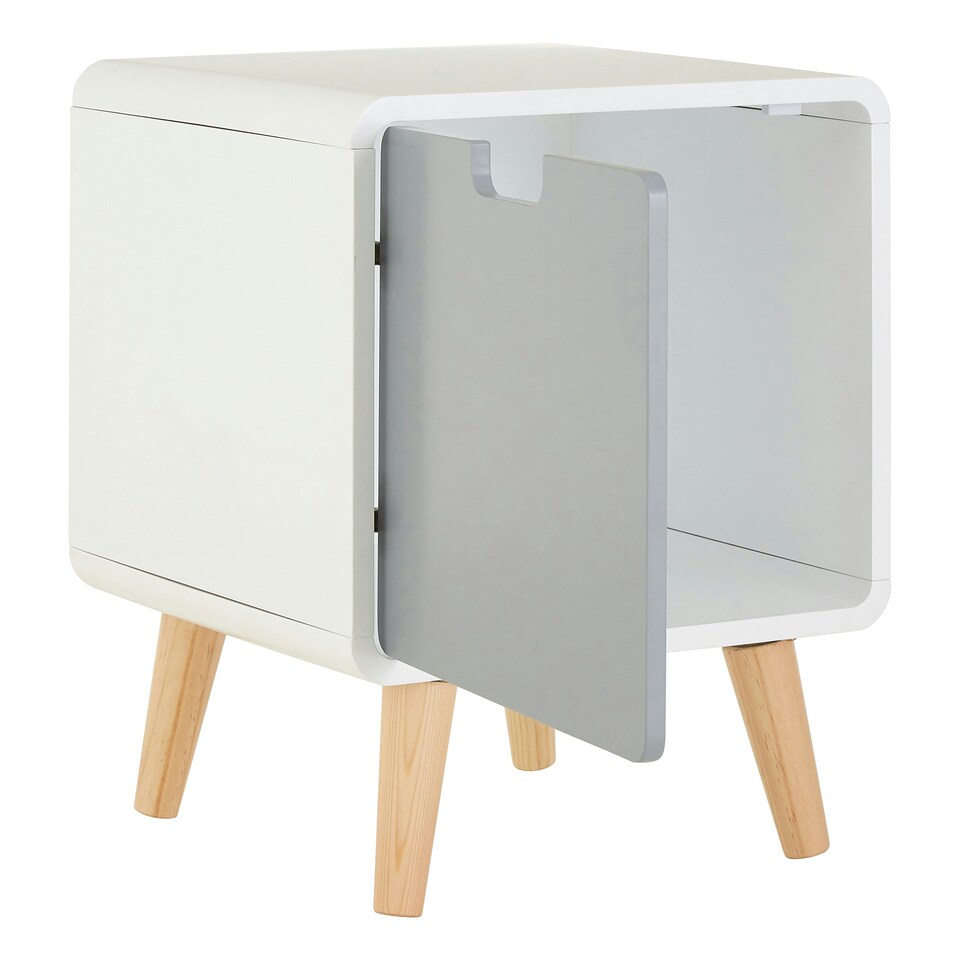 image 1 of Interiors by Premier 1 Door Cabinet, Versatile Bedside Cabinet, White Finish Bedroom Cabinet, Sleek and Modern Slim Cabinet