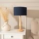 image 2 of ValueLights Victoria Light Wood Table Lamp Navy Shade and Bulb