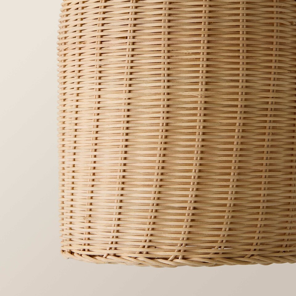 image 1 of ValueLights Modern Rattan Basket Ceiling Pendant Light Shade In Natural Wicker Finish | Brown