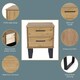 image 2 of Texas 2 Drawer Bedside Cabinet - Industrial Style with Real Wood and Metal Legs | Brown | Antique Waxed Pine | One Size | 1