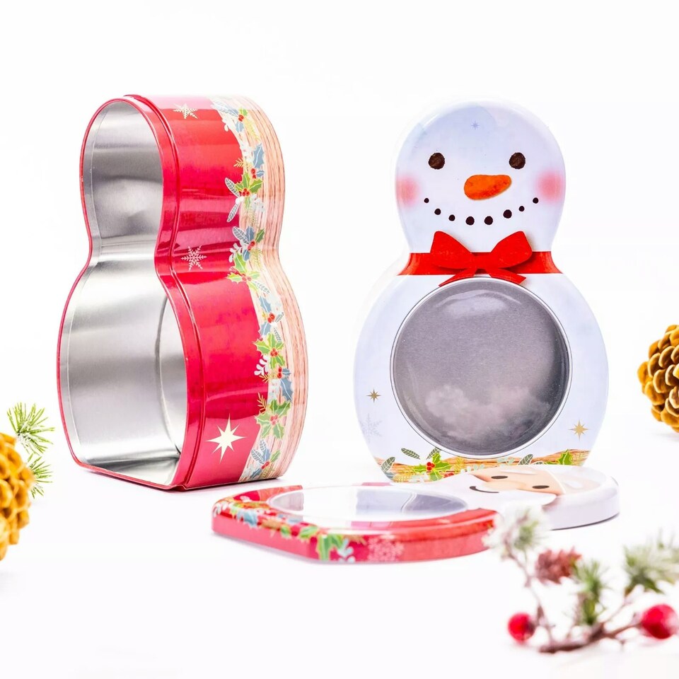 image 1 of 2 Set Santa & Snowman Christmas Tins
