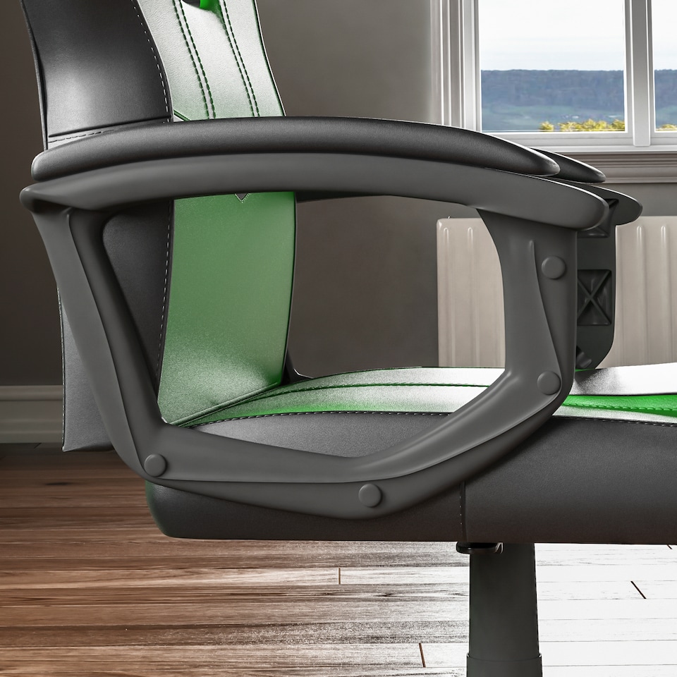 image 1 of Vida Designs Comet Racing Gaming Office Chair Computer Desk Table Chair, Green & Black