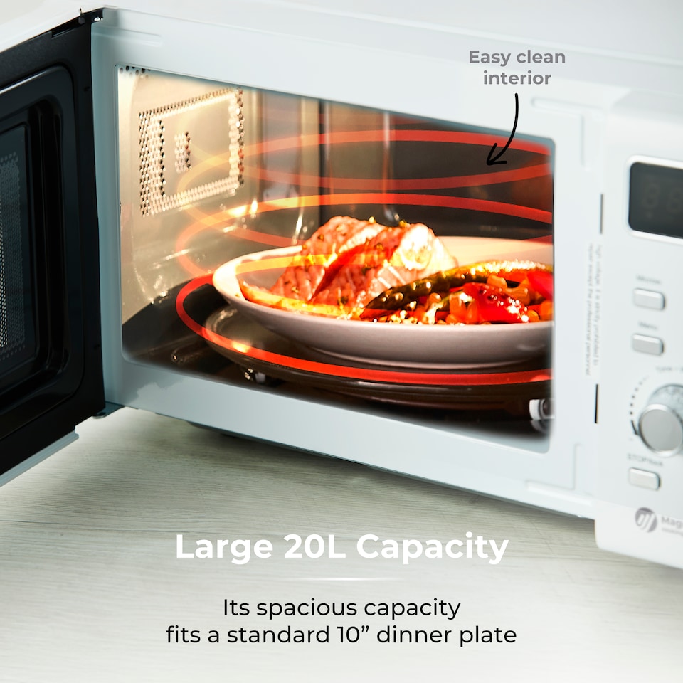 image 1 of 20L 800W Digital Microwave Mirror Door White and Chrome