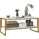 image 6 of HOMCOM Two-Tier Coffee Table with Marble Effect Shelf and Metal Frame Black