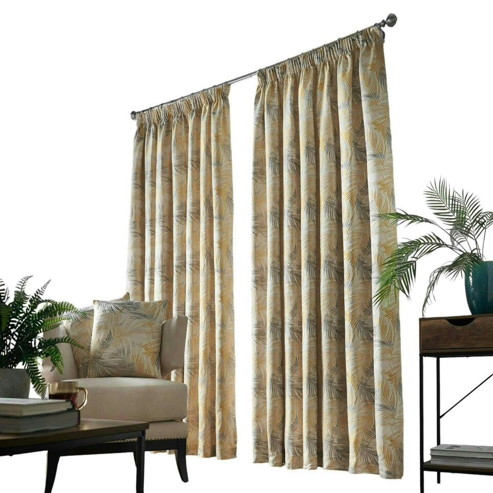 image 1 of Fiji Pencil Pleat Curtains - Ochre - 229 cm x 229 cm