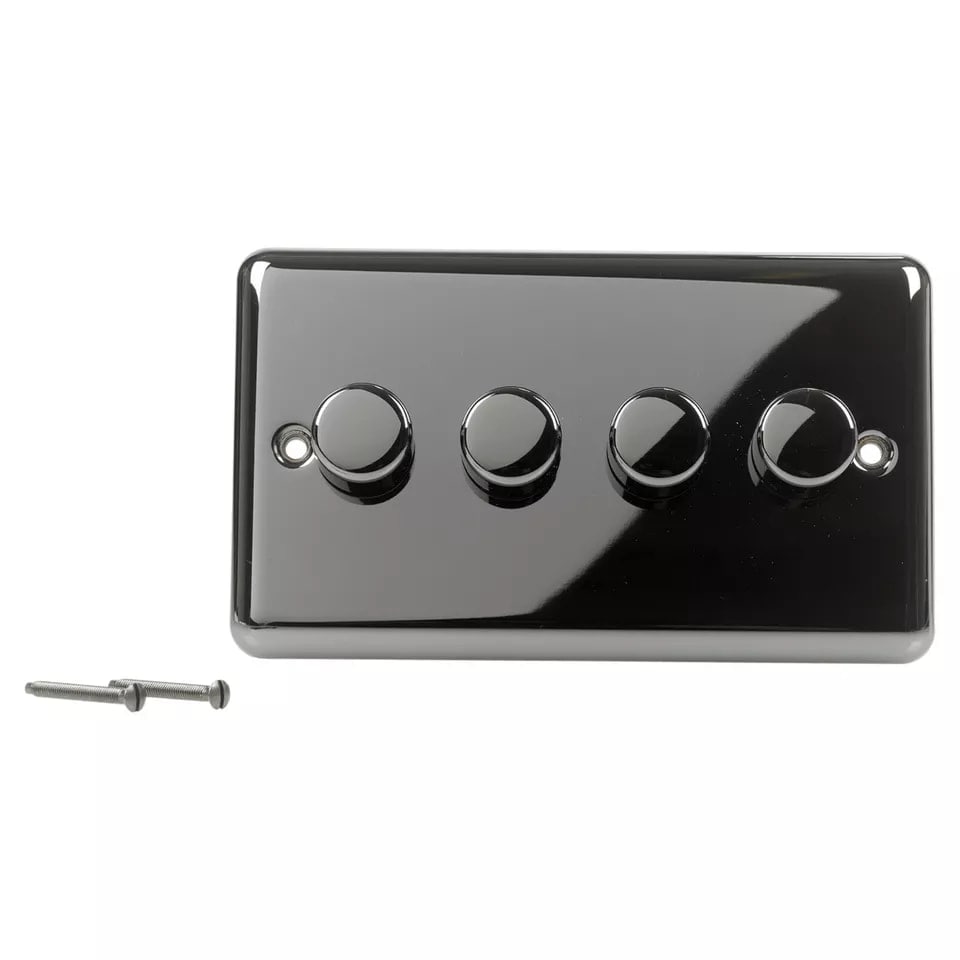 image 1 of Volex Crabtree 4-Gang Dimmer Light Switch - Angled Style