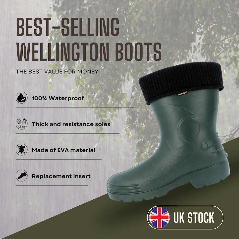 image 1 of Demar Farmer Men's EVA Rain Boots with Removable Insert, Green, EU 48