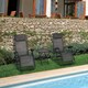 image 2 of Outsunny 3PC Zero Gravity Chairs Sun Lounger Table Set Dark Grey