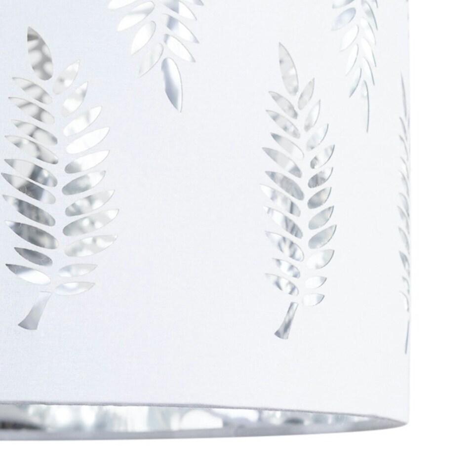 image 1 of Set of 2 Aura - Satin Brass Lamps with White Fern Cut Out Shades Bronze | White