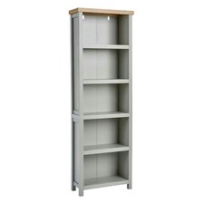 Grey Oak Tall Bookcase Display Unit 5 Bookshelves DVD Storage Two Tone Grey