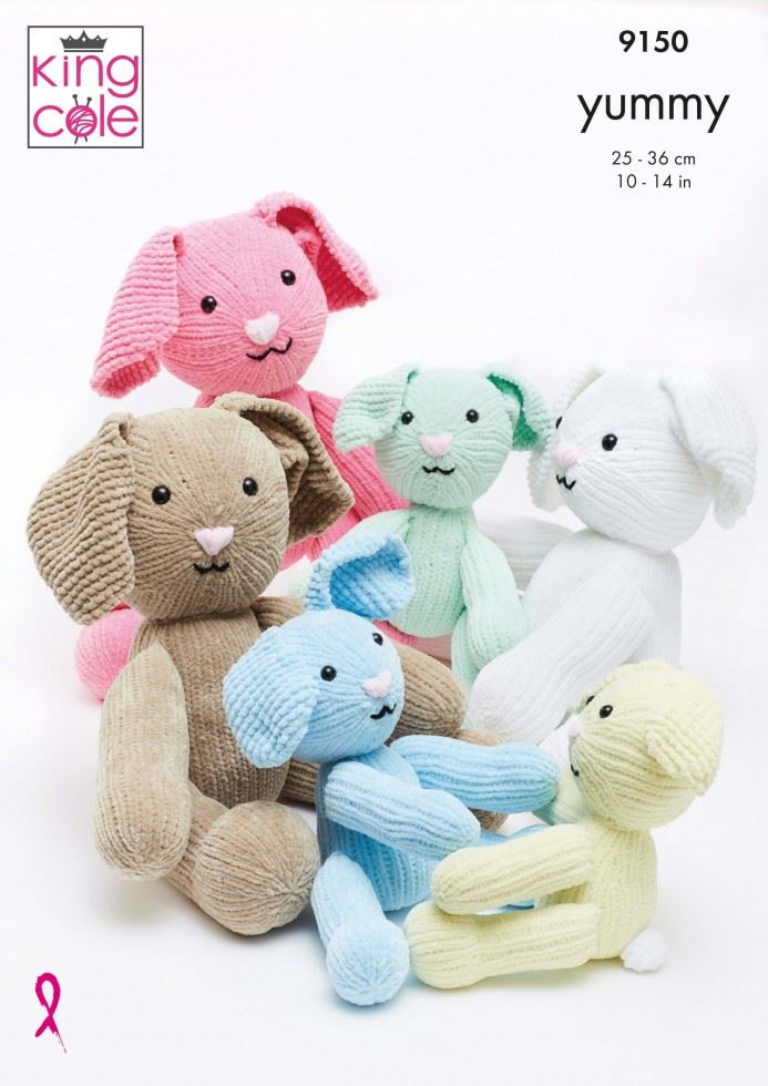 King Cole Yummy Chunky Knitting Pattern 9150, Toys - 25 - 36 cm