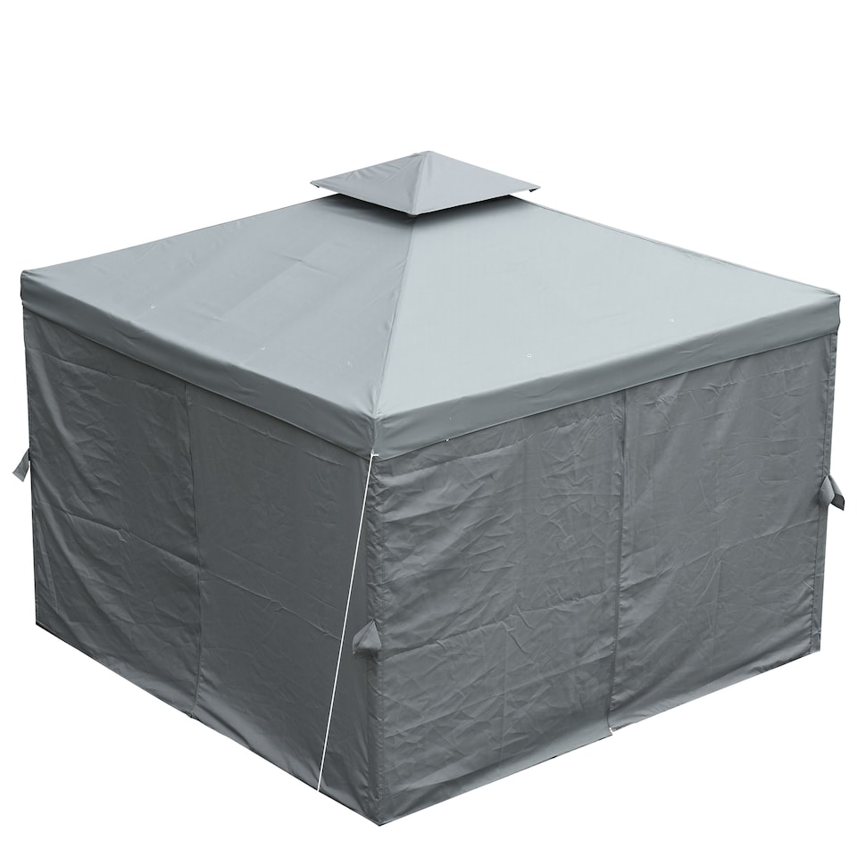 image 1 of Outsunny 3 x 3 m Garden Gazebo Double Roof Marquee Patio Wedding Party Tent Canopy Shelter with Sidewalls Dark Grey