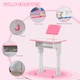 image 4 of HOMCOM Kids Desk and Chair Set Adjustable Height Study Table Set w/ Drawer 