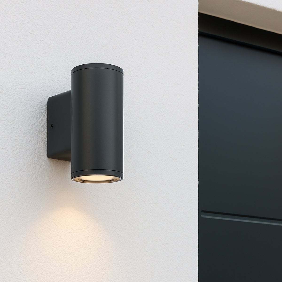 CGC Sherri Black Outdoor Up-and-Down Cylinder Wall Light Black Black Height: 18.6 cm, Width: 9.9 cm, Light Diameter: 7.6 cm