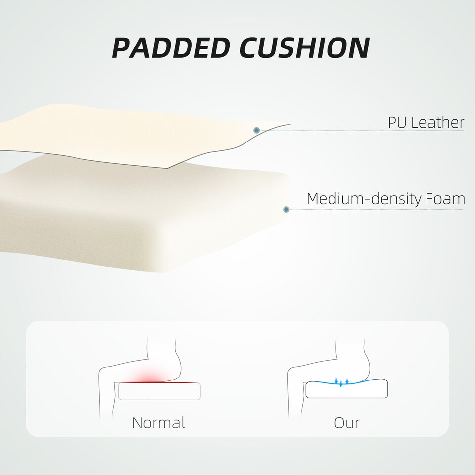 image 1 of HOMCOM Executive Office Chair, Home Office Chair with Swivel Wheels, Reclining Backrest, Retractable Footrest, Cream White