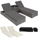 image 1 of Sun Lounger Set - 2 loungers, 1 side table, aluminium frame, adjustable backrest, rain cover | Grey | grey | 1