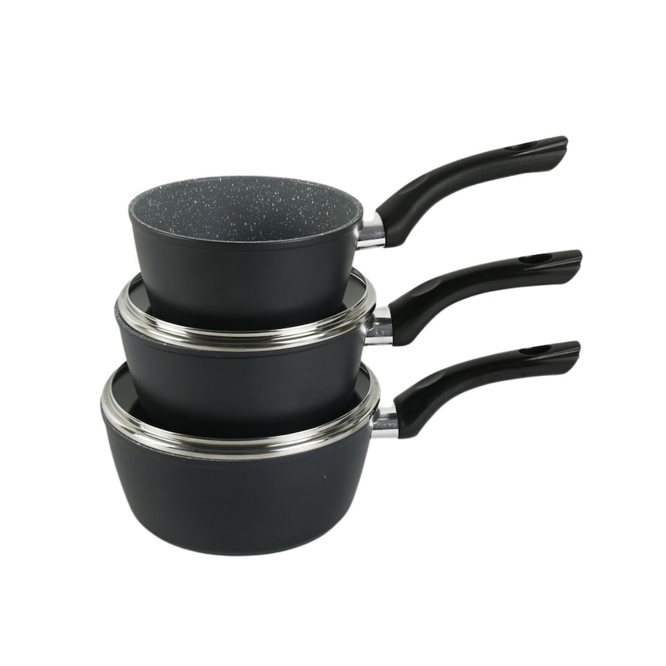 image 1 of 9-PC Black Marble Pots & Pans Set