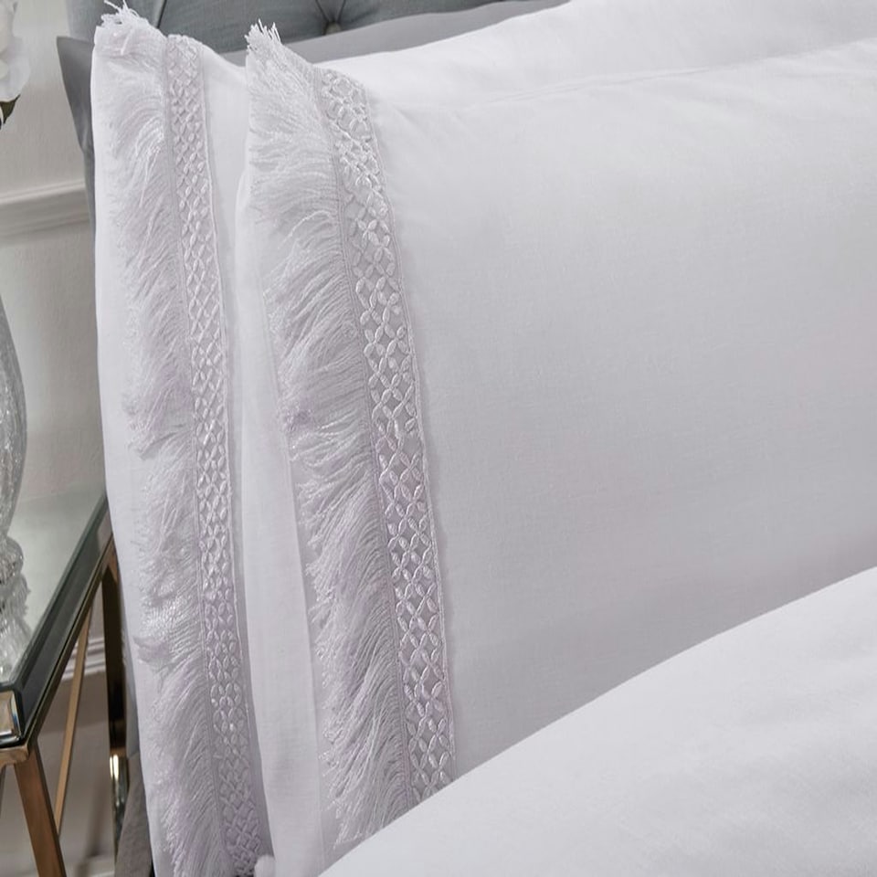 image 1 of Tia Trellis Polycotton Reversible Duvet Cover Set with Pillowcase Pink | Super King