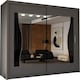 image 1 of Modern Sliding Wardrobe 120cm with Wavy Mirror Design | White, Black, Grey, Oak Finish Grey | Grey120cm