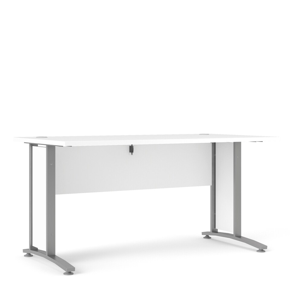 image 1 of Prima Desk 150cm in White with Silver Grey Steel Legs