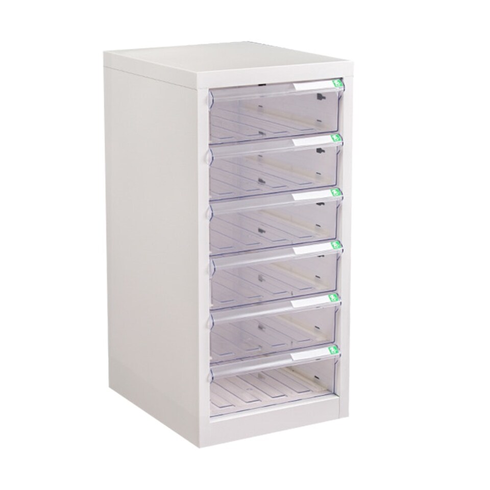 image 1 of 6 Drawer Filing Cabinet with Clear Drawers