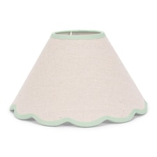 ValueLights Florie Natural Small Taper Lamp Shade Scallop Green Trim | Green