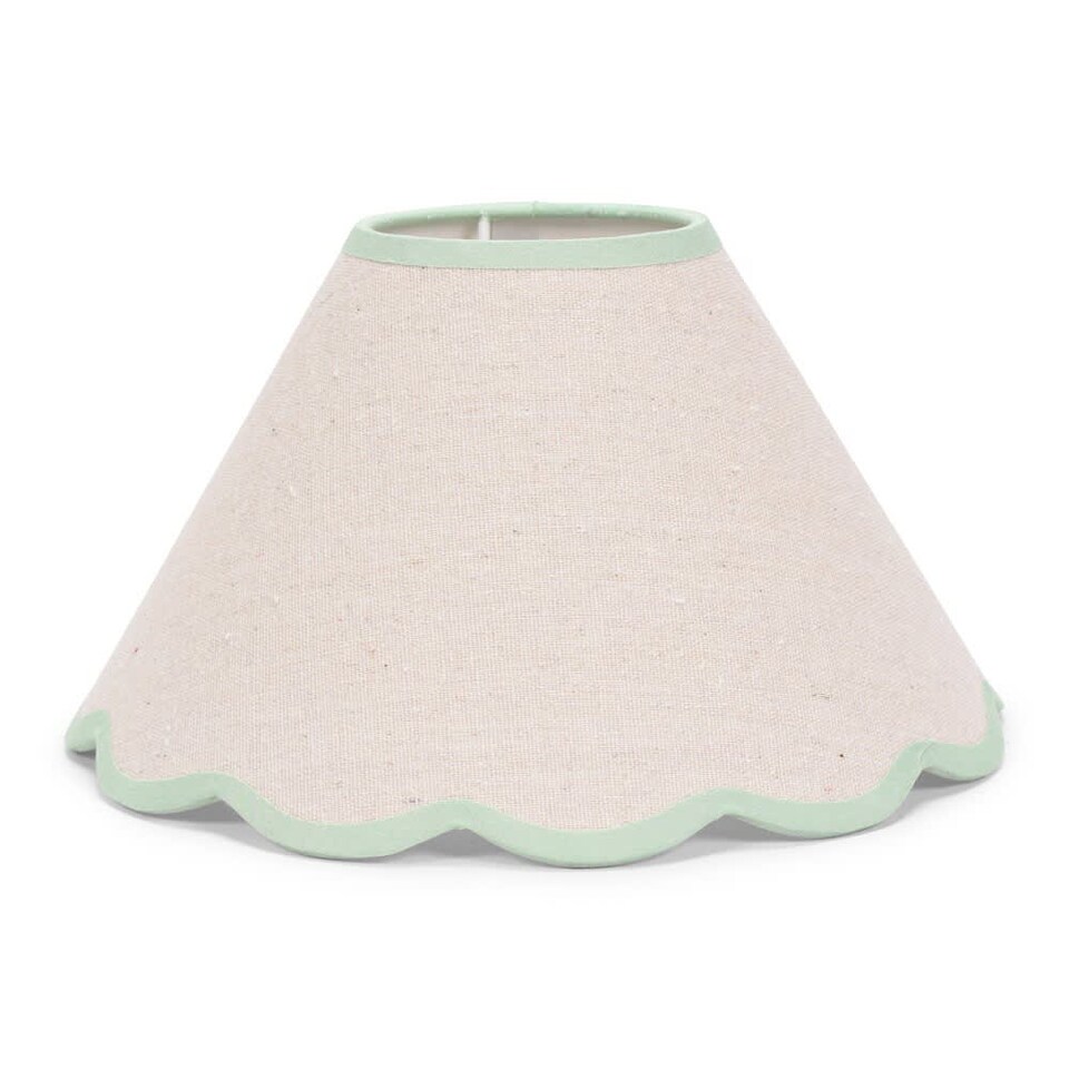 image 1 of ValueLights Florie Natural Small Taper Lamp Shade Scallop Green Trim | Green