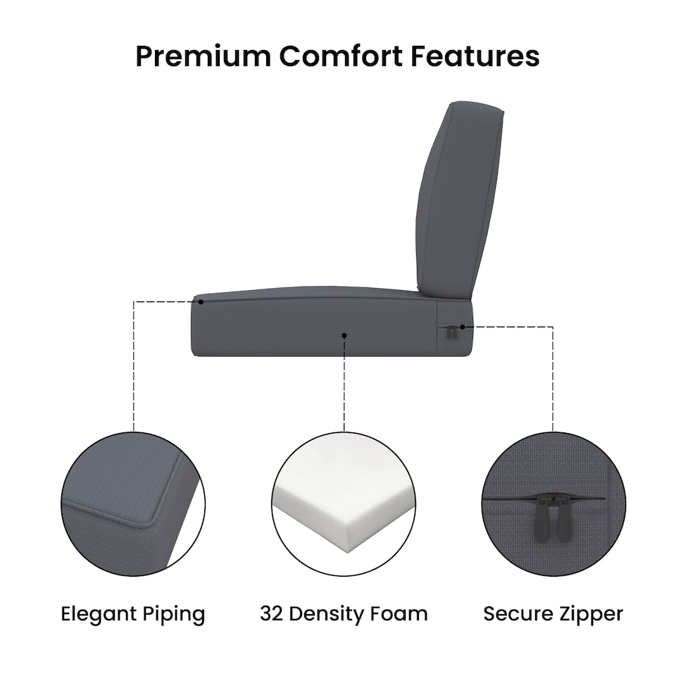 image 1 of Covers&All Outdoor Seat / Back Cushion with Highly Durable Cover Rite Fabric, 25½ in L x 25 in W x 5 in Thick, Grey