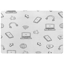 internet related doodle pattern (Rug) Multi | Large: 140x200cm