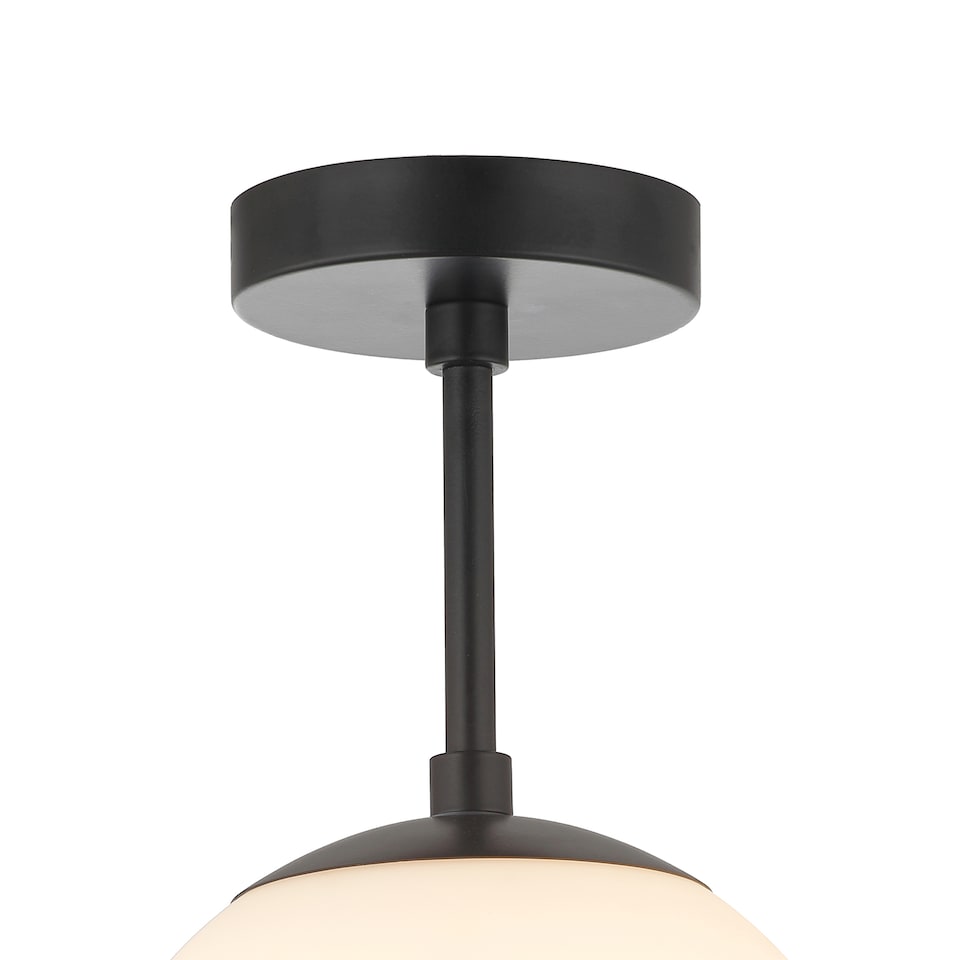image 1 of Traditional Glass Globe IP44 Bathroom Ceiling Light Fixture in Matt Black | Black