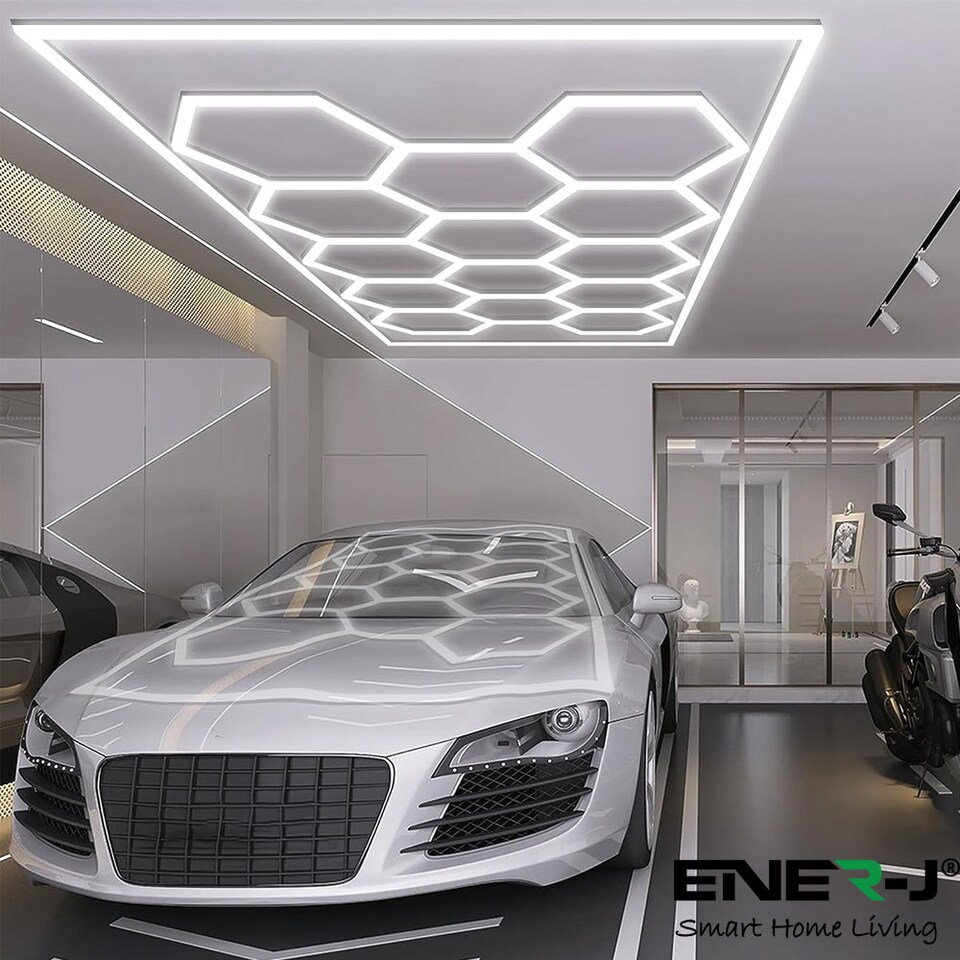 image 1 of 600W Car Showroom Lights with 14 Hexagon design with frame CCT switchable through on off switch