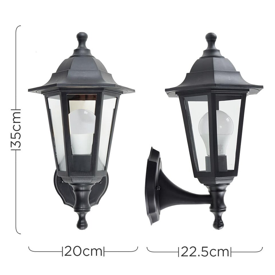 image 1 of ValueLights Black Traditional Wired Outdoor Security Lantern Wall Light