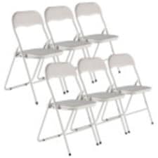 6 Pc Folding Lightweight Chair Set Portable Metal Frame PVC Velvet Ribcord Seats | Multi | Beige