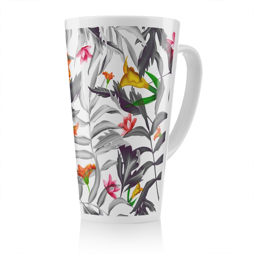 image 1 of Monochrome Leaves Latte Mug