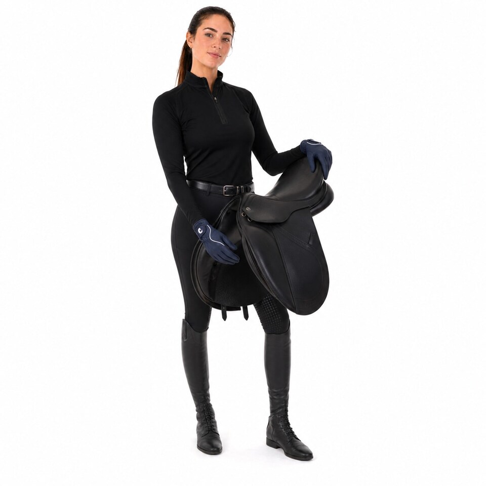 image 1 of Coco Equestrian Blue (M) Synthetic Leather Horse Riding Gloves | Blue