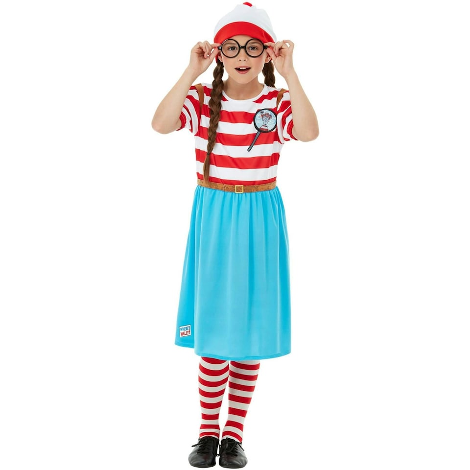 image 1 of Wheres Wally? Girls Deluxe Wenda Costume Set - White/Red/Blue - 7-9 Years | Multi | 7