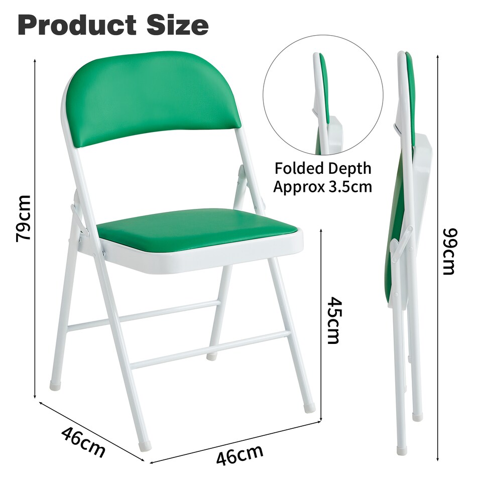 image 1 of Set of 4 Folding Dining Chairs Metal Frame Padded Seats