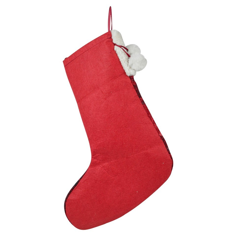 image 1 of 40cm Luxury Red Black Tartan Christmas Stocking Hanging Sock Sack Xmas Gift Faux