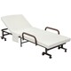 image 1 of HOMCOM Folding Bed with Mattress, Single Guest Bed, Portable Fold Bed with Adjustable Backrest, Metal Frame on Wheels, White, 190 x 76 cm