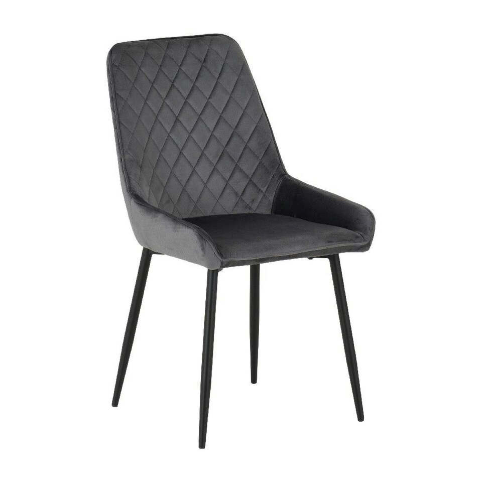 image 1 of Quebec Wave Edge Dining Set with 4 Velvet Avery Chairs Grey