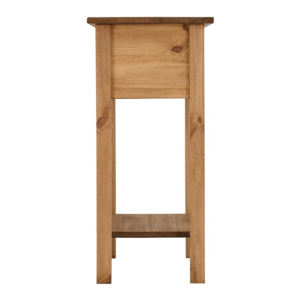 image 1 of Corona 1 Drawer Console Table with Shelf - L34.5 x W52.5 x H73 cm - Distressed Waxed Pine