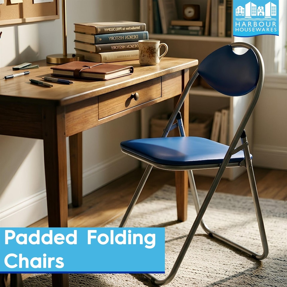 image 1 of Harbour Housewares Padded Folding Chairs - White - Pack of 6 | White | White